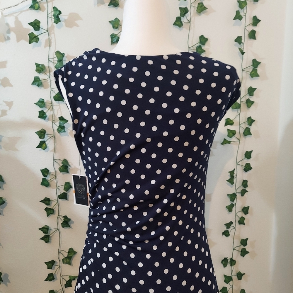 Vince Camuto NEW Polkadot Dress Navy Small - Picture 4 of 11